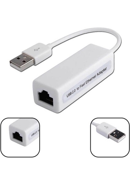 USB 2.0 Ethernet Ağ Lan Karti Adaptörü RJ45 Pc Laptop Macbook Çevirici Dönüştürücü