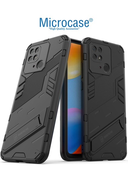 Xiaomi Poco C40 Matrix Serisi Armor Standlı Perfect Koruma Kılıf -Siyah