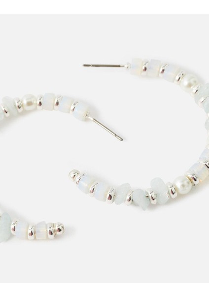 Doğal Taşlı Halka Küpe