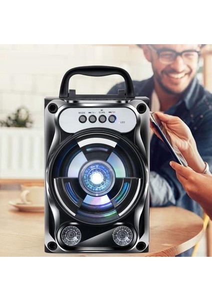 Taşınabilir Karaoke Hoparlör Kablosuz Bluetooth Hoparlör Sistemi Bas Subwoofer Mikrofon Desteği Eller Serbest / USB / Tf Kart / Aux / Fm (Yurt Dışından)