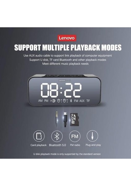 Bluetooth 5.0 Hoparlörler Kablosuz, Subwoofer, Bas, Led, Çalar Saat, Saat, Tf Kart, Fm, Am, Dahili Mic, Aux Speake (Yurt Dışından)
