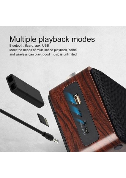Taşınabilir Ahşap Bluetooth Hoparlör Kablosuz Subwoofer Stereo Ses Kutusu Destek Müzik Çalar (Yurt Dışından)