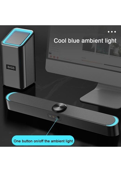 Masaüstü Bilgisayar Hoparlörü Süper Bas Subwoofer 4d Stereo Hoparlörler 3.5mm Kablolu Toz Geçirmez Soundbox USB Güçlü (Yurt Dışından)