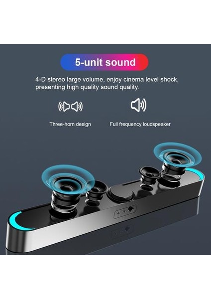 Masaüstü Bilgisayar Hoparlörü Süper Bas Subwoofer 4d Stereo Hoparlörler 3.5mm Kablolu Toz Geçirmez Soundbox USB Güçlü (Yurt Dışından)