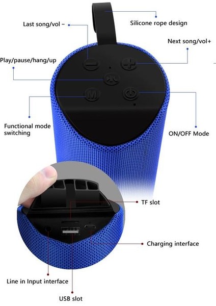 Taşınabilir Hoparlör Açık Hoparlör Kablosuz Bluetooth Ses Sütun USB Tf Kart Fm Radyo Müzik 3D Stereo Subwoofer (Yurt Dışından)