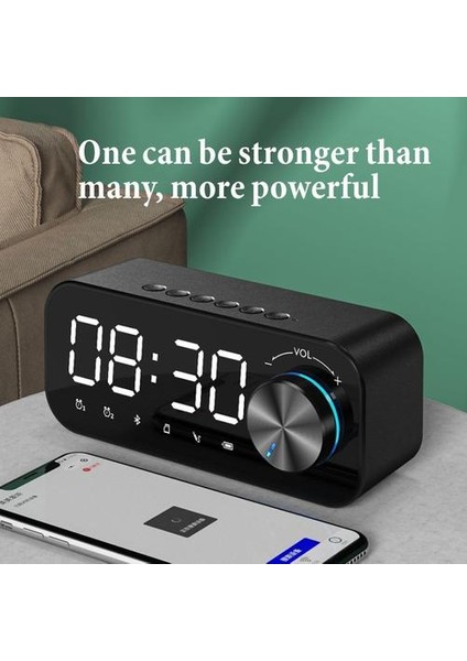 Bluetooth Kablosuz Hoparlör Taşınabilir Bas Masaüstü Subwoofer Saat Hoparlör Açık Müzik Kutusu Hıfı Tf Fm Radyo ile LED Işık (Yurt Dışından)