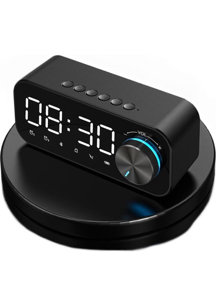 Taşınabilir Kablosuz Bluetooth Hoparlör Bluetooth 5.0 Müzik Subwoofer Hoparlör LED Ayna Ekran Dijital Çalar Saat (Yurt Dışından)