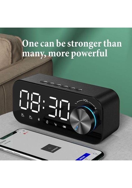 Taşınabilir Kablosuz Bluetooth Hoparlör Bluetooth 5.0 Müzik Subwoofer Hoparlör LED Ayna Ekran Dijital Çalar Saat (Yurt Dışından)