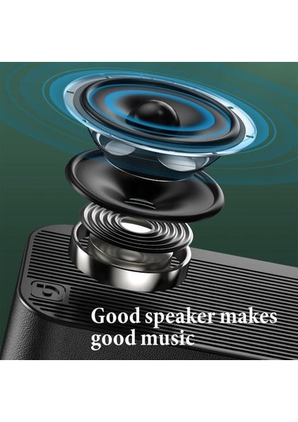 Taşınabilir Kablosuz Bluetooth Hoparlör Bluetooth 5.0 Müzik Subwoofer Hoparlör LED Ayna Ekran Dijital Çalar Saat (Yurt Dışından)