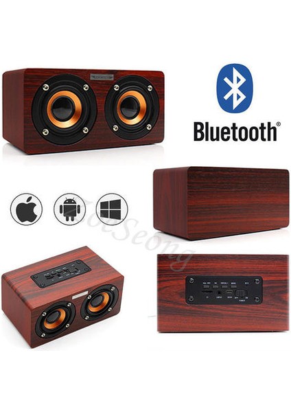 Retro Ahşap Kablosuz Bluetooth Hoparlör Subwoofer Boombox Hoparlörler Taşınabilir Ses Kutusu Desteği Tf Mp3 Çalar Kartı / USB Disk Aux (Yurt Dışından)