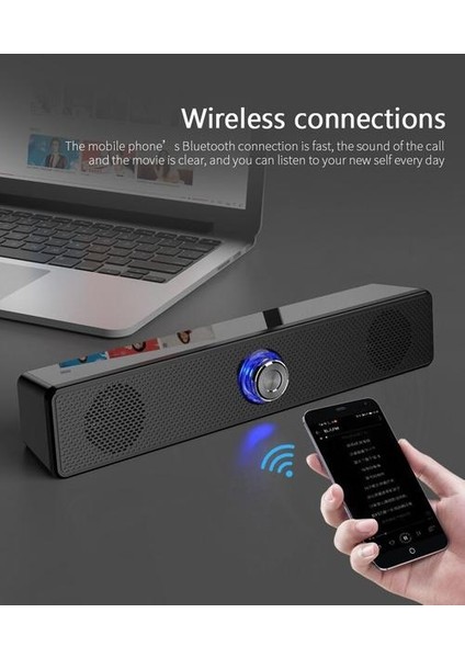 Siyah Stereo Müzik Surround Hoparlör USB Bluetooth Hoparlör Kablolu Hoparlör Kablosuz Hoparlör Bas Stereo Subwoofer Hoparlör Doğrudan (Yurt Dışından) fırsatları