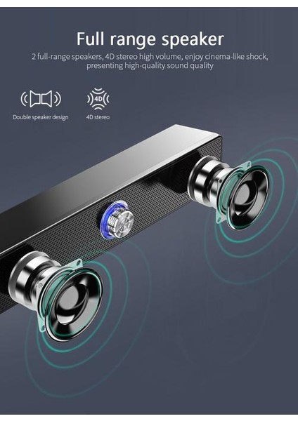 Siyah Stereo Müzik Surround Hoparlör USB Bluetooth Hoparlör Kablolu Hoparlör Kablosuz Hoparlör Bas Stereo Subwoofer Hoparlör Doğrudan (Yurt Dışından) indirimleri