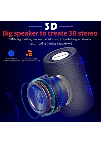 Taşınabilir Bluetooth Hoparlör Kablosuz Subwoofer 3D Bas Stereo Destek Micro Sd Kart Aux USB Flash Sürücü Oynat (Yurt Dışından)