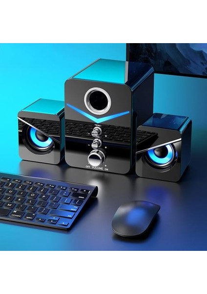 Siyah USB Kablolu Moda Kombinasyon Hoparlör Bilgisayar Hoparlörler Için Bas Stereo Müzik Çalar Subwoofer Ses Kutusu Için Pc Telefonları (Yurt Dışından)