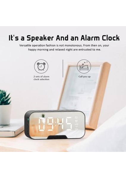 Taşınabilir Kablosuz Bluetooth Hoparlör Bluetooth Müzik Sütun Subwoofer Masaüstü Ayna Ekran Alarmı (Yurt Dışından)