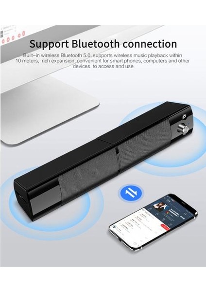 Surround Stereo Soundbar Subwoofer Bluetooth 5.0 Kablosuz Hoparlör Ayrılabilir Bilgisayar Hoparlörleri Destek Harici Mıc ve Kulaklık (Yurt Dışından)