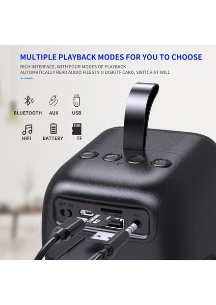 Kablosuz Bluetooth Hoparlör Taşınabilir Hoparlör Bluetooth Güçlü Yüksek Açık Bas Hifi Tf Fm Radyo ile Hi Res 10W Ses (Yurt Dışından)