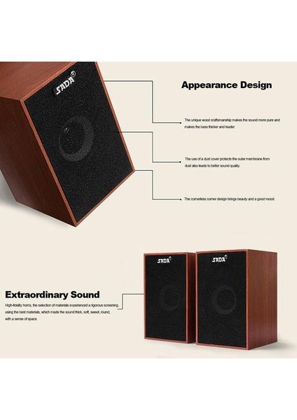 Kablolu Mini Bilgisayar Hoparlörler Bas Stereo Ahşap Pc Hoparlör Dizüstü Masaüstü Akıllı Telefon Mp3 Mp4 3.5mm (Yurt Dışından) modelleri