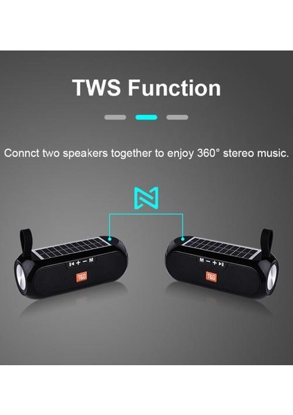 Güneş Şarj Bluetooth Hoparlör Taşınabilir Taşınabilir Kablosuz Ses Sütun 3D Stereo Müzik Merkezi Bilgisayar Açık Subwoofer (Yurt Dışından)