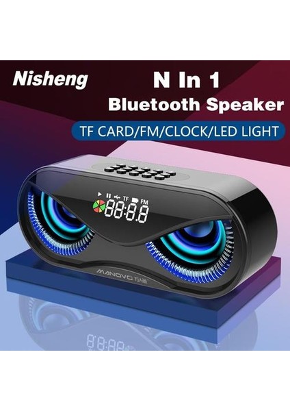 Baykuş Tasarım Bluetooth Hoparlör LED Flaş Kablosuz Hoparlör Fm Radyo Çalar Saat Tf Kart Desteği Numaraya Göre Şarkıları Seç (Yurt Dışından)