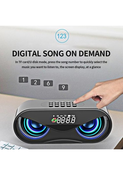 Baykuş Tasarım Bluetooth Hoparlör LED Flaş Kablosuz Hoparlör Fm Radyo Çalar Saat Tf Kart Desteği Numaraya Göre Şarkıları Seç (Yurt Dışından)