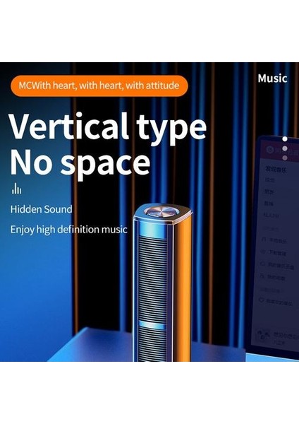 Bluetooth 5.0 Hoparlör Multimedya Player Masaüstü Dikey Hoparlör Mini Işık ile USB Powered Home Stereo Müzik Çalar (Yurt Dışından)