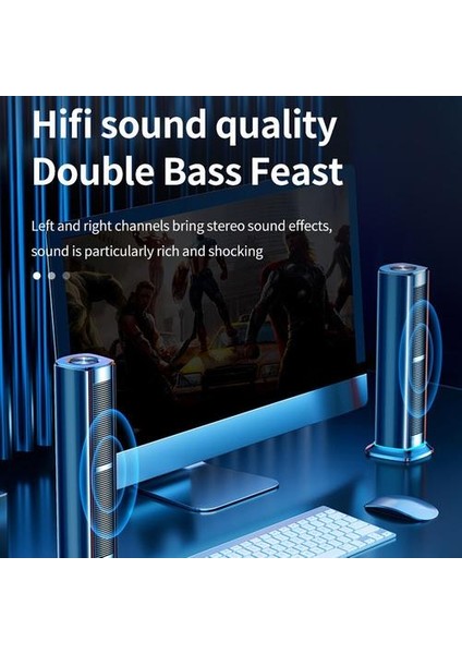Bluetooth 5.0 Hoparlör Multimedya Player Masaüstü Dikey Hoparlör Mini Işık ile USB Powered Home Stereo Müzik Çalar (Yurt Dışından)