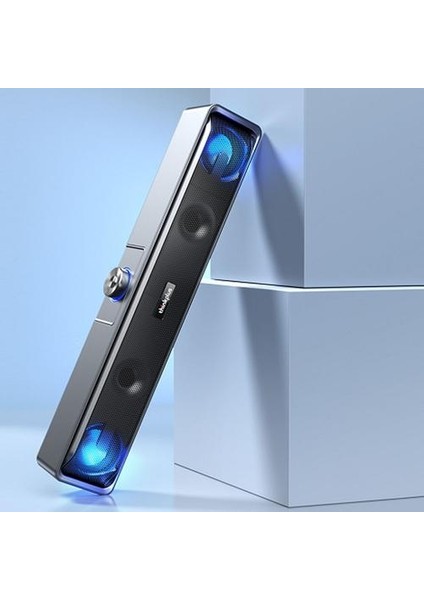 Siyah Kablosuz Bluetooth Bilgisayar Hoparlör USB Powered Kablolu Bilgisayar Ses Bar Mini Soundbar Hoparlör Subwoofer (Yurt Dışından)