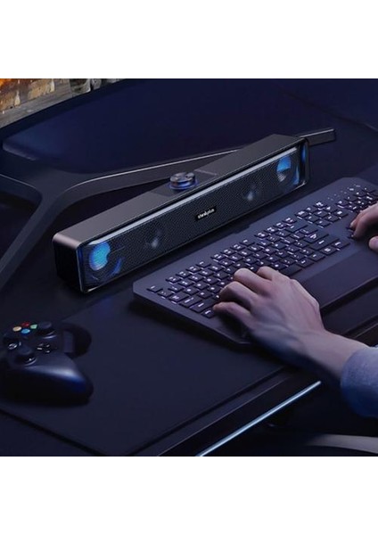 Siyah Kablosuz Bluetooth Bilgisayar Hoparlör USB Powered Kablolu Bilgisayar Ses Bar Mini Soundbar Hoparlör Subwoofer (Yurt Dışından)