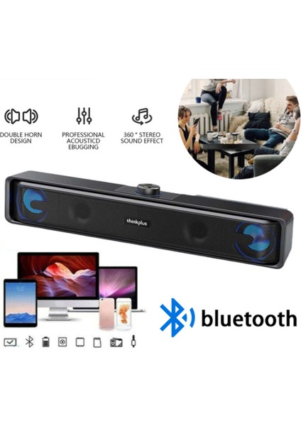 Siyah Kablosuz Bluetooth Bilgisayar Hoparlör USB Powered Kablolu Bilgisayar Ses Bar Mini Soundbar Hoparlör Subwoofer (Yurt Dışından)