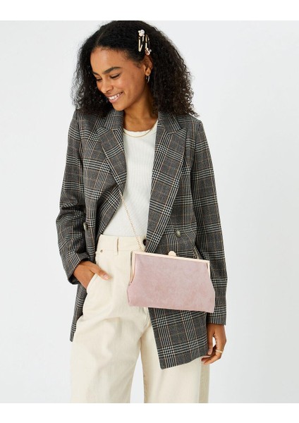 Suedette Clutch Çanta Nude
