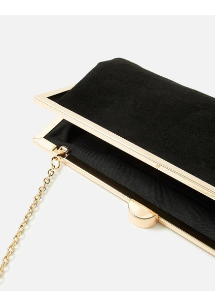 Suedette Clutch Çanta Siyah modelleri