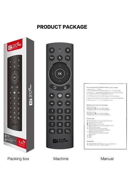 Yeni G20S Pro Air Fare Arka Ses Ses Gyroskope Ir Öğrenme Google Assidatör Android Tv Kutusu Için Smart Sesli Uzaktan Kumanda (G20S Pro Aydınlatmalı) (Yurt Dışından)
