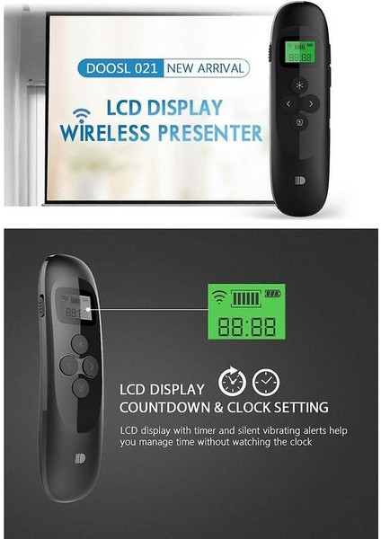 Doosl DSIT021 2.4g Kablosuz Lazer Işaretçi Sunucu Ppt Konuşması Için Zaman Ekranı ile Uzaktan Kumanda (Yurt Dışından)