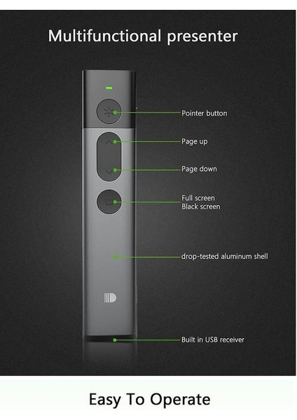 Doosl DSIT032 2.4g Ppt Konuşma Toplantısı Sunumu Için Kablosuz Yeşil Işık Lazer Işaretçi Sunucusu (Yurt Dışından) indirimleri