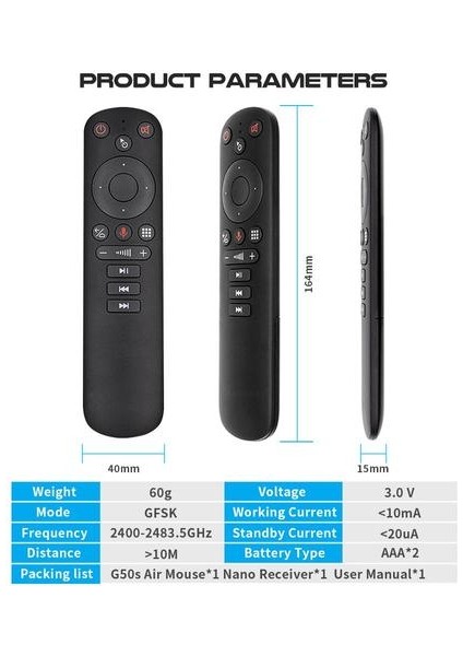 G50S Fly Hava Fare Google Ses Ir Öğrenme Mikrofon Gyroskope Uzaktan Kumanda 2.4g Kablosuz G50 X96 Mini X96 Max Vs G30S (Yurt Dışından) modelleri