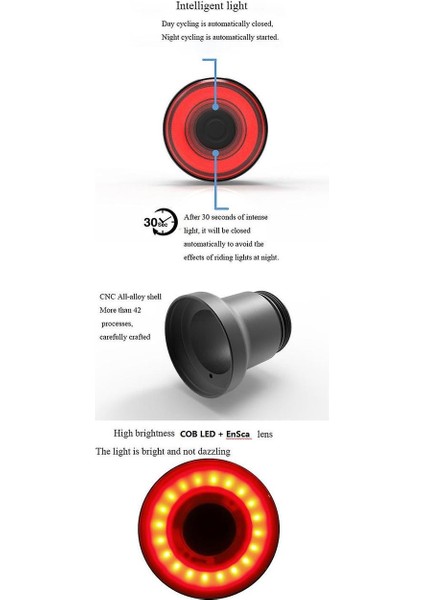 Xanes STL07 Akıllı Bisiklet Kuyruk Işık Fren Algılama USB Şarj Edilebilir Ipx6 Su Geçirmez Arka Işık (Yurt Dışından)