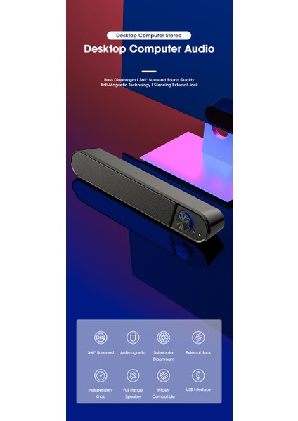 Bluetooth Bilgisayar Hoparlör Bar Kablosuz Hoparlörler Mic Mikrofon Hifi Stereo Subwoofer Dizüstü Pc Aux Için Kablolu 3.5mm Hoparlör (Yurt Dışından)