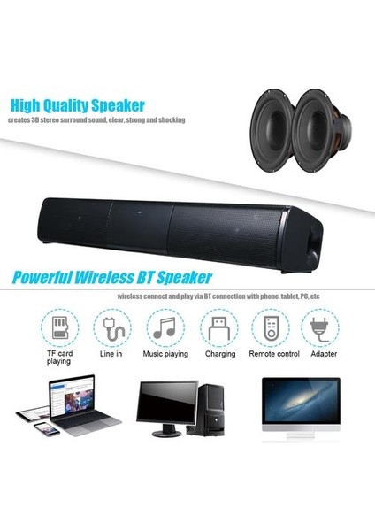 Tv Bluetooth Hoparlör 20 W Soundbar Ev Tiyatrosu Kablosuz 3D Surround Stereo Bas Subwoofer Telefon Için Taşınabilir Hoparlörler (Yurt Dışından)