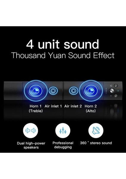 Bilgisayar Hoparlörleri Ayrılabilir Bluetooth Hoparlör Bar Surround Ses Subwoofer Bilgisayar Dizüstü Bilgisayar Için USB Kablolu Çift Müzik Çalar (Yurt Dışından)