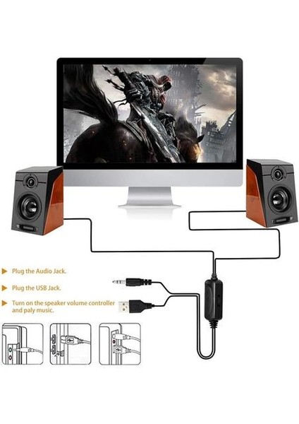 Surround Stereo ile Bilgisayar Hoparlörleri USB Kablolu Powered Multimedya Hoparlör Pc / Dizüstü Bilgisayarlar / Akıllı Telefon (Yurt Dışından)