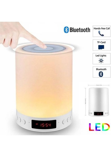 Bluetooth Hoparlör ile Gece Işık Taşınabilir Kablosuz Tf Kart Bluetooth Hoparlör Dokunmatik Kontrol Renk LED Başucu Masa Lambası (Yurt Dışından)