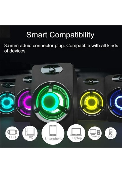 USB Kablolu Bilgisayar Hoparlörler, LED Stereo Subwoofer Pc Hoparlörler, Laptop Mini Hoparlörler, Ofis Ev Mini USB Multimedya Hoparlörler (Yurt Dışından) fırsatları