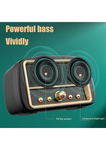 Mini Taşınabilir Kablosuz Hifi Subwoofer Retro Bluetooth Hoparlör Müzik Çalar Hediye Mic ile Stereo Bas USB Şarj Edilebilir Masaüstü (Yurt Dışından) modelleri