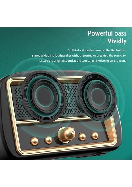 Mini Taşınabilir Kablosuz Hifi Subwoofer Retro Bluetooth Hoparlör Müzik Çalar Hediye Mic ile Stereo Bas USB Şarj Edilebilir Masaüstü (Yurt Dışından) fırsatları