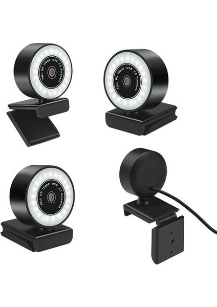 (1080P) Hd Web Kamerası Mikrofon ile LED Web Kamera Bilgisayar Pc Video Kayıt Webcam Için Otomatik Odak Ayarlanabilir Taban Cam USB (Yurt Dışından)