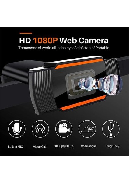 1080 P Webcam USB 2.0 Pc Kamera Hd Video Kayıt Webcam Web Kamera Mic ile Bilgisayar Için Pc Dizüstü Bilgisayar Webcam (Yurt Dışından)