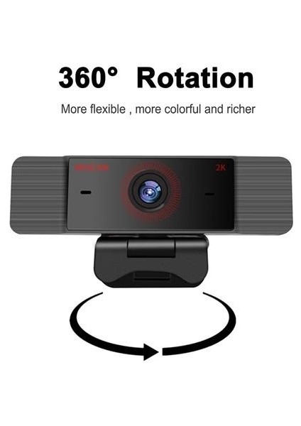 Full Hd 2 K Webcam USB Mic ile Mini Bilgisayar Kamera, Esnek Döndürülebilir, Dizüstü Bilgisayarlar Için, Masaüstü Webcam Kamera Çevrimiçi Eğitim (Yurt Dışından)