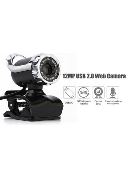 Megapiksel Webcam Dijital Web Kamera 360 Derece Klip On Dizüstü Bilgisayar Webcam Webcam Için Mikrofon Web Kamerası (720P) (Yurt Dışından)