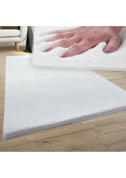 Beyaz Peluş Pofuduk Kesme Kaydırmaz Taban Halı fiyatları